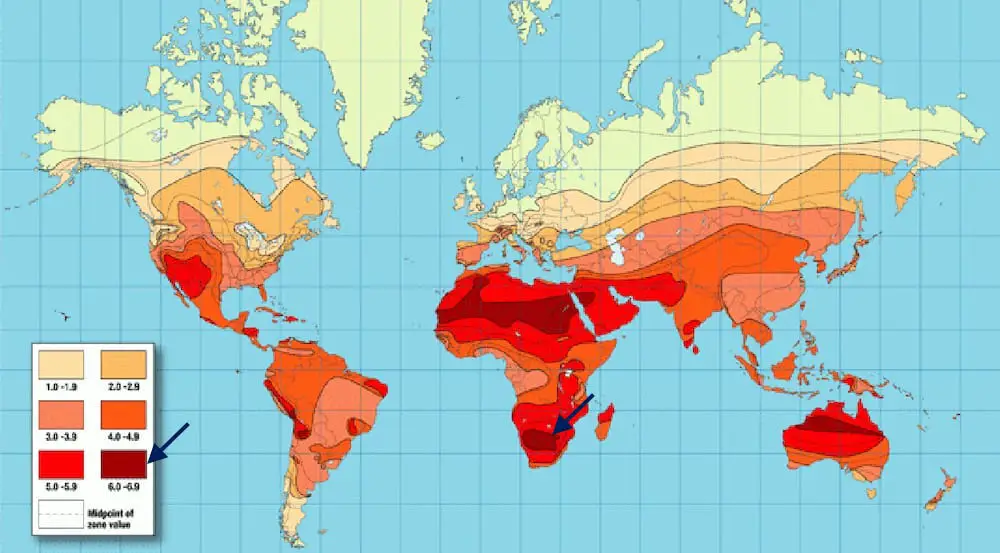 Sun Irradiation World Map 
